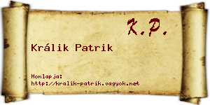 Králik Patrik névjegykártya